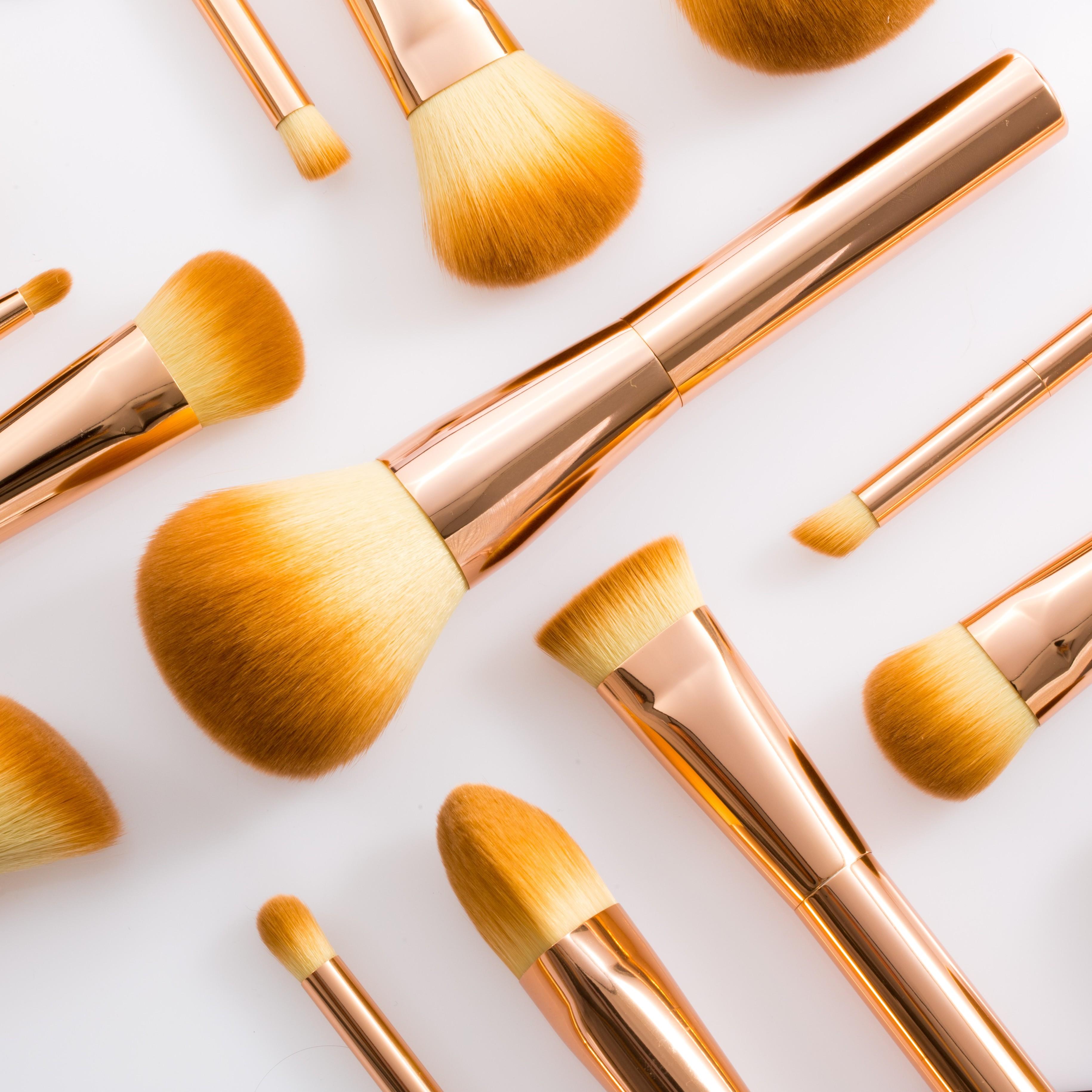 Custom Luxury Rose Gold Aluminium Handle Makeup brush set